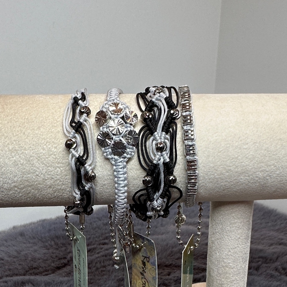 NWT - Elegant Silver and Black Bracelet Set with Swarovski crystals